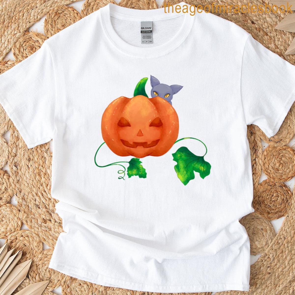 Smile Pumpkin And Cat T-shirt