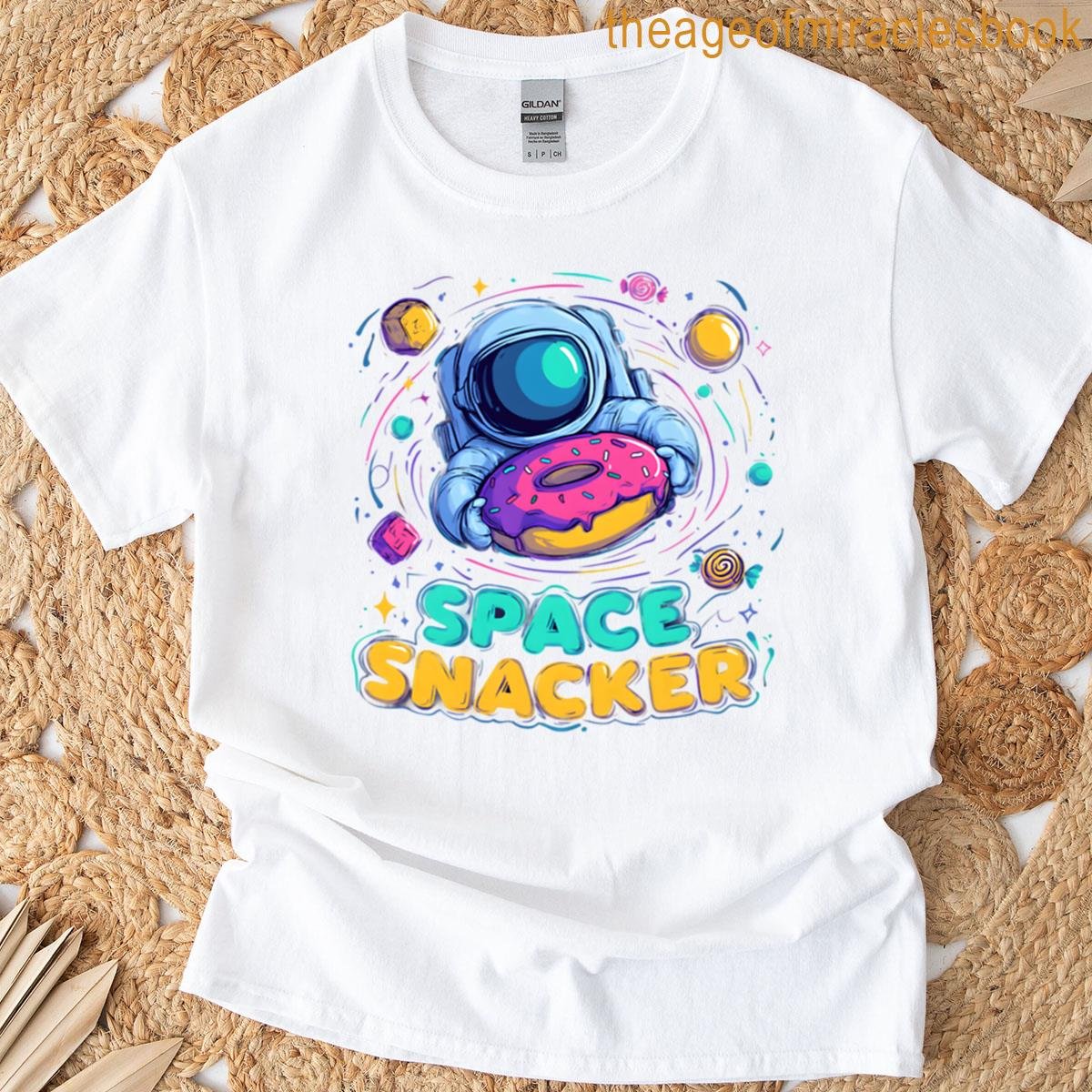 Space Snacker Astronaut With Donut Street Art T-shirt