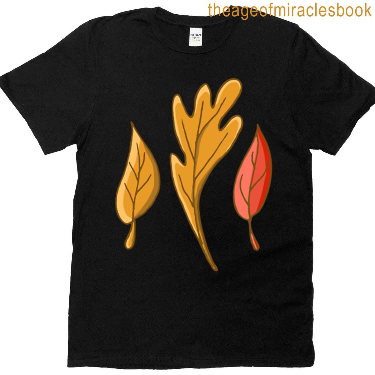 Three Hand-drawn Autumn Leaves Collection Fall Foliage T-shirt