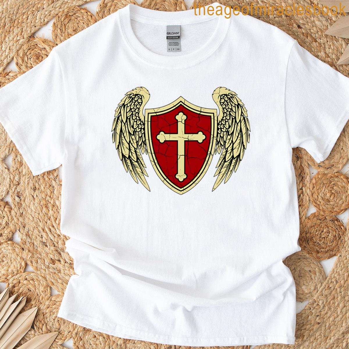 Winged Shield With Cross Faith And Strength Design T-shirt
