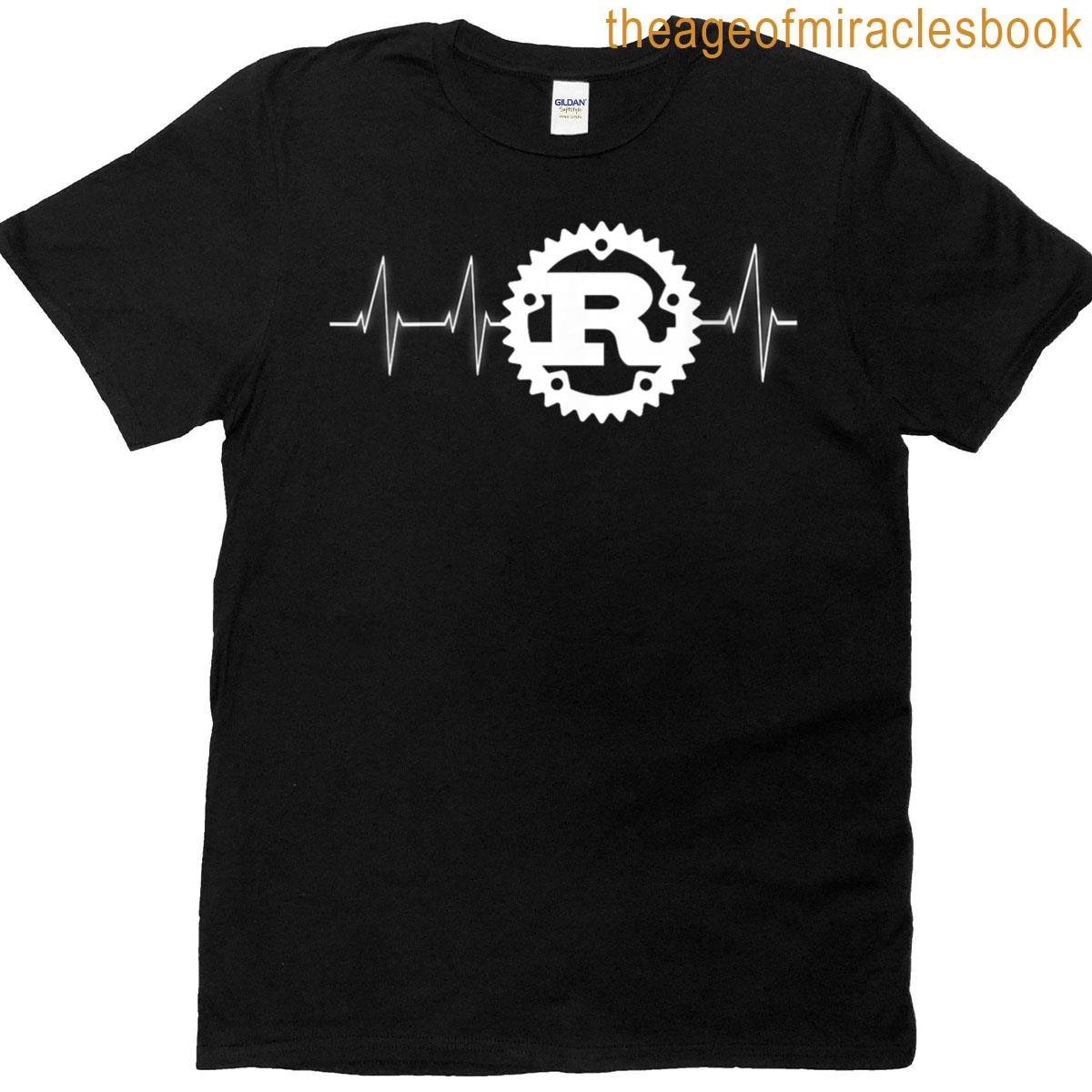 Womens Rust Programming Logo Heartbeat Design T-shirt