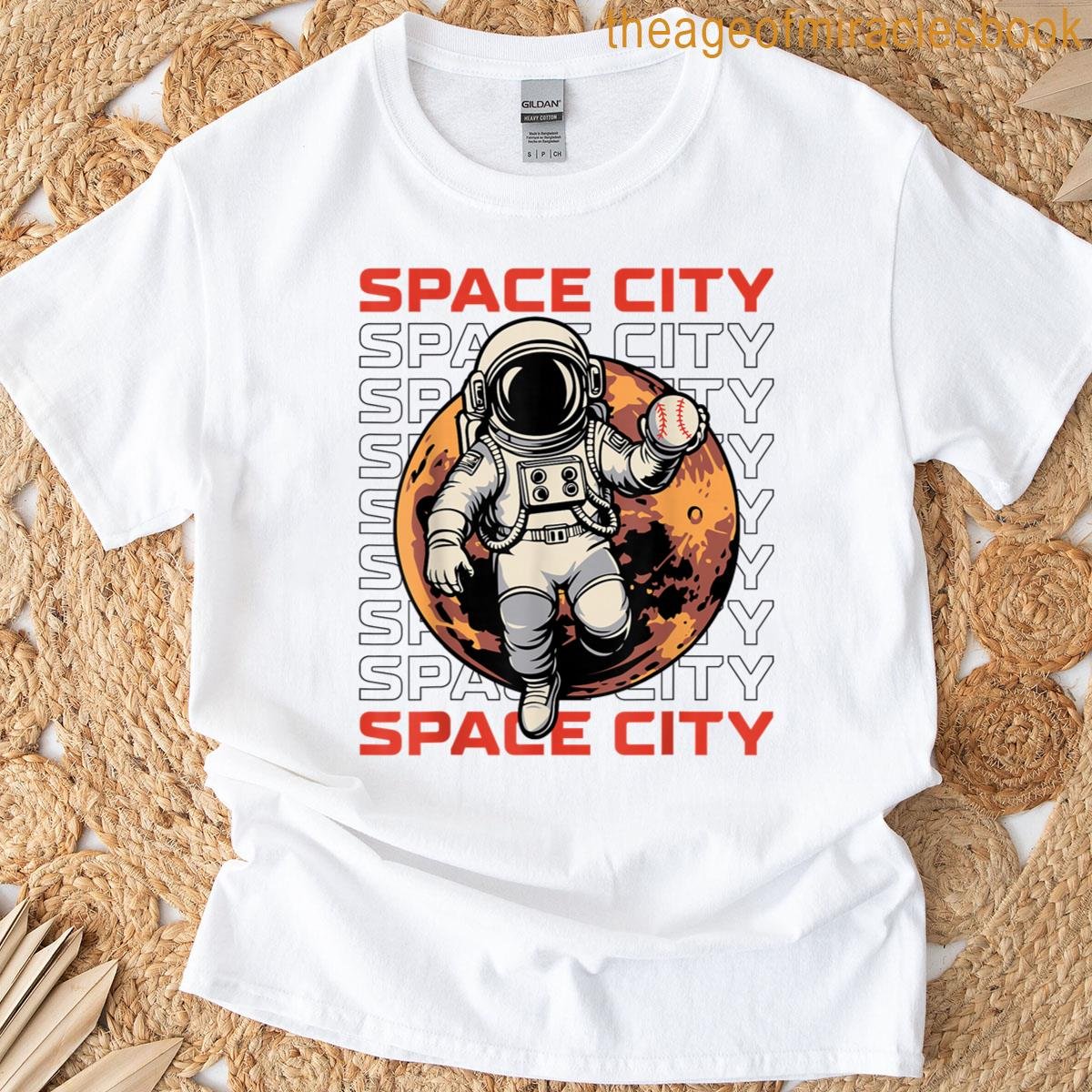 Baseball Astronaut Outer Space City Galaxy Science Mars T-shirt