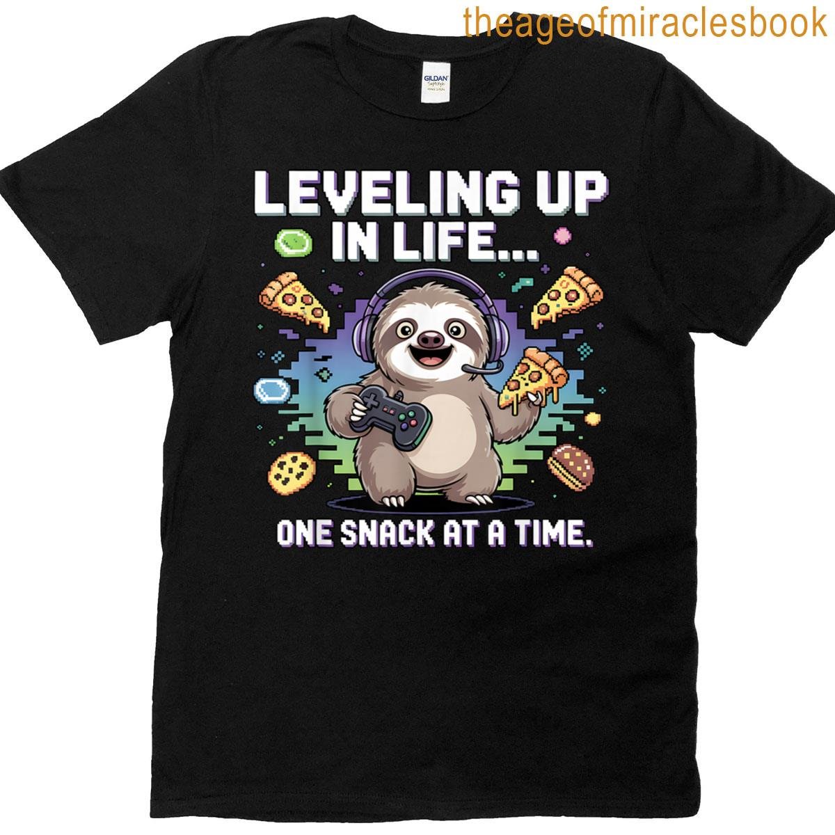 Funny Gaming Sloth Life Snacks Controller Headset Design T-shirt