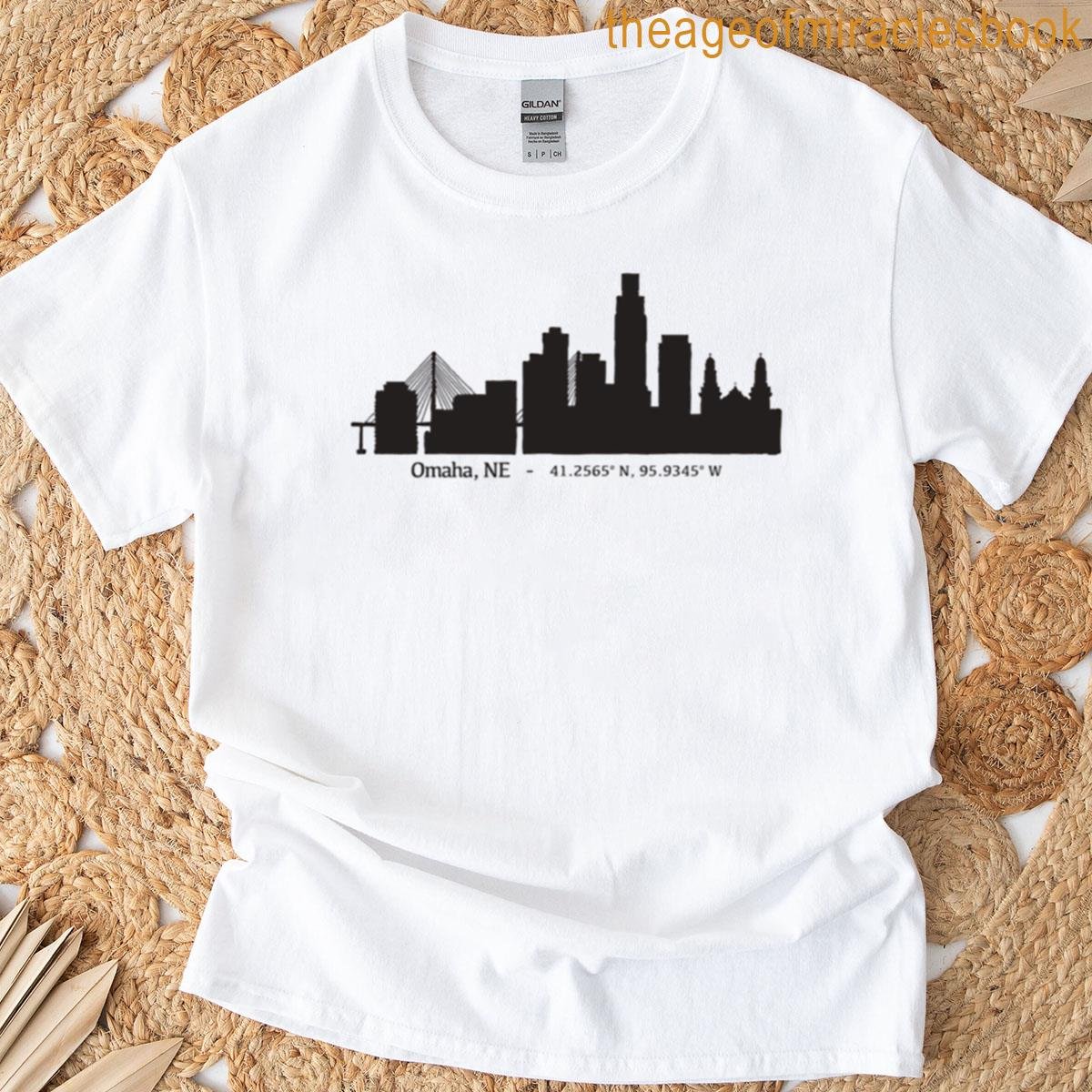 Omaha Nebraska Skyline And Coordinates T-shirt