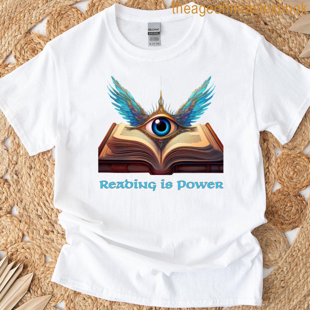Reading Is Power Winged Eye Open Book Design T-shirt