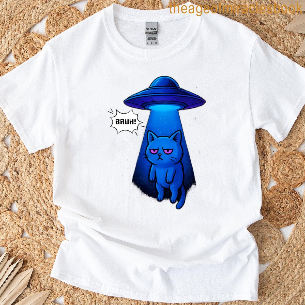 Cat Abduction Bruh Funny Design T-shirt