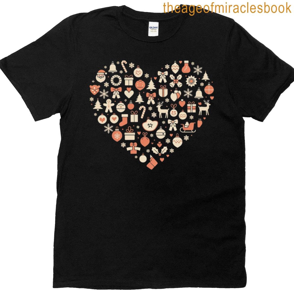 Christmas Icons Heart Pattern T-shirt