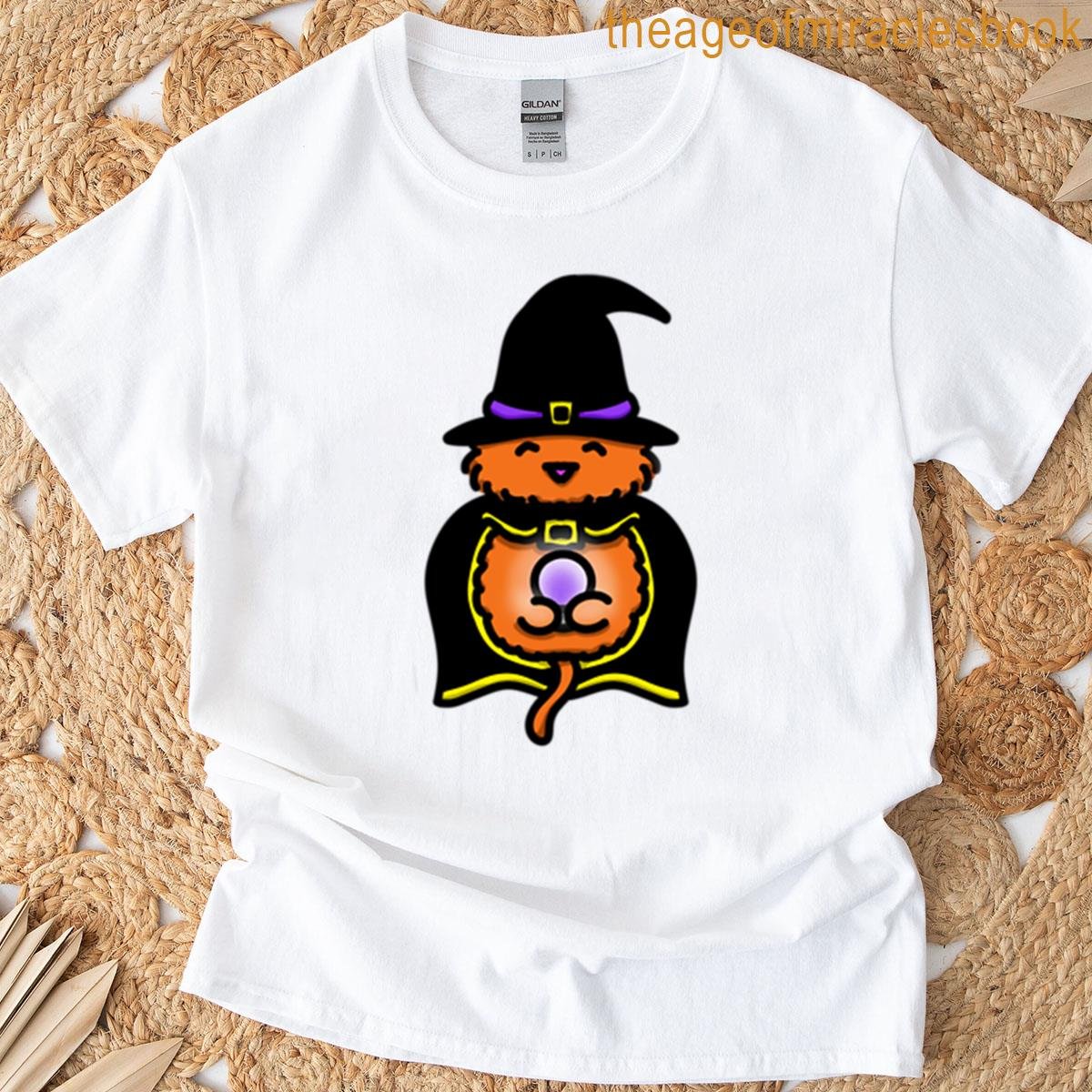 Cozy Crystal Ball Witch Cat T-shirt