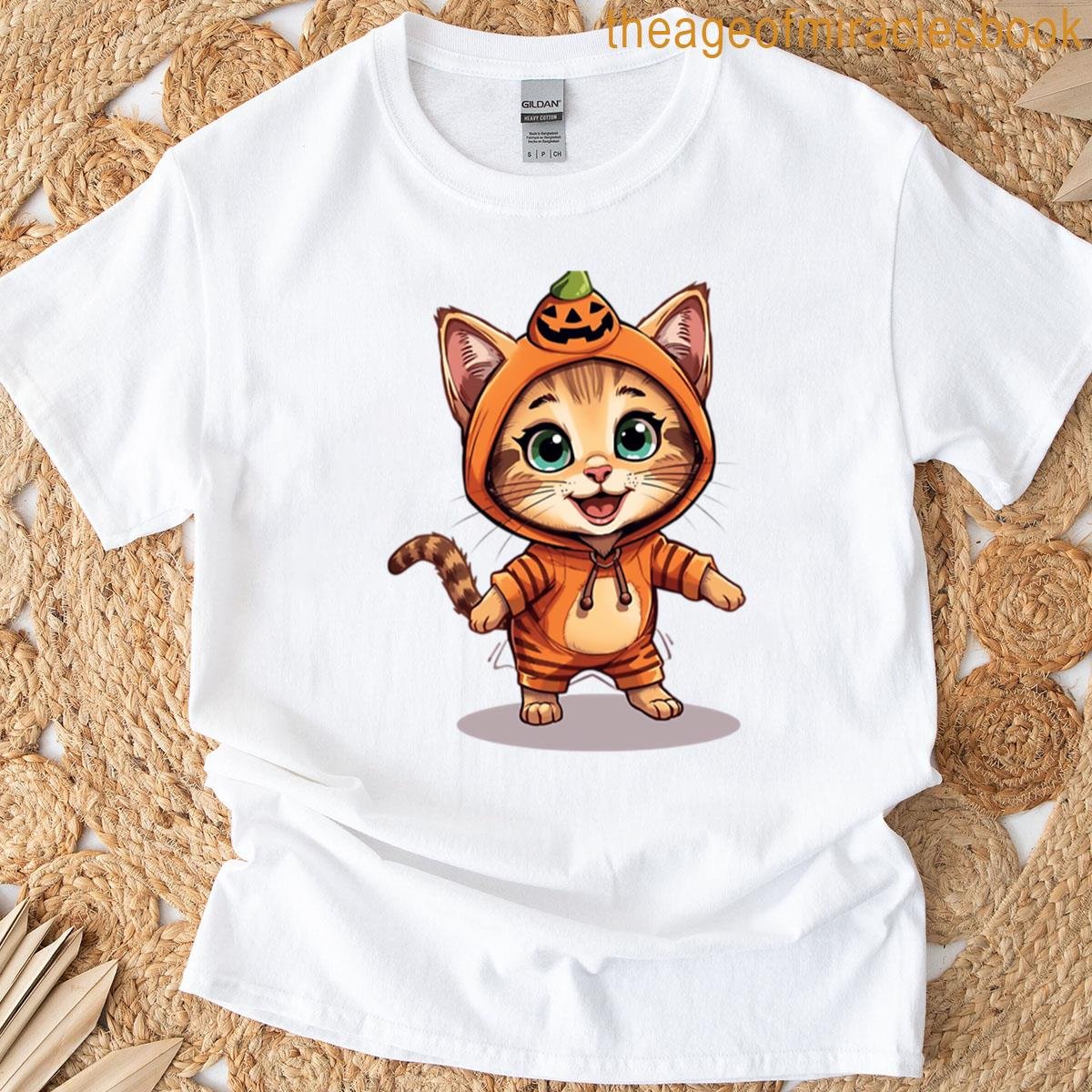 Dancing Pumpkin Cat On Halloween T-shirt