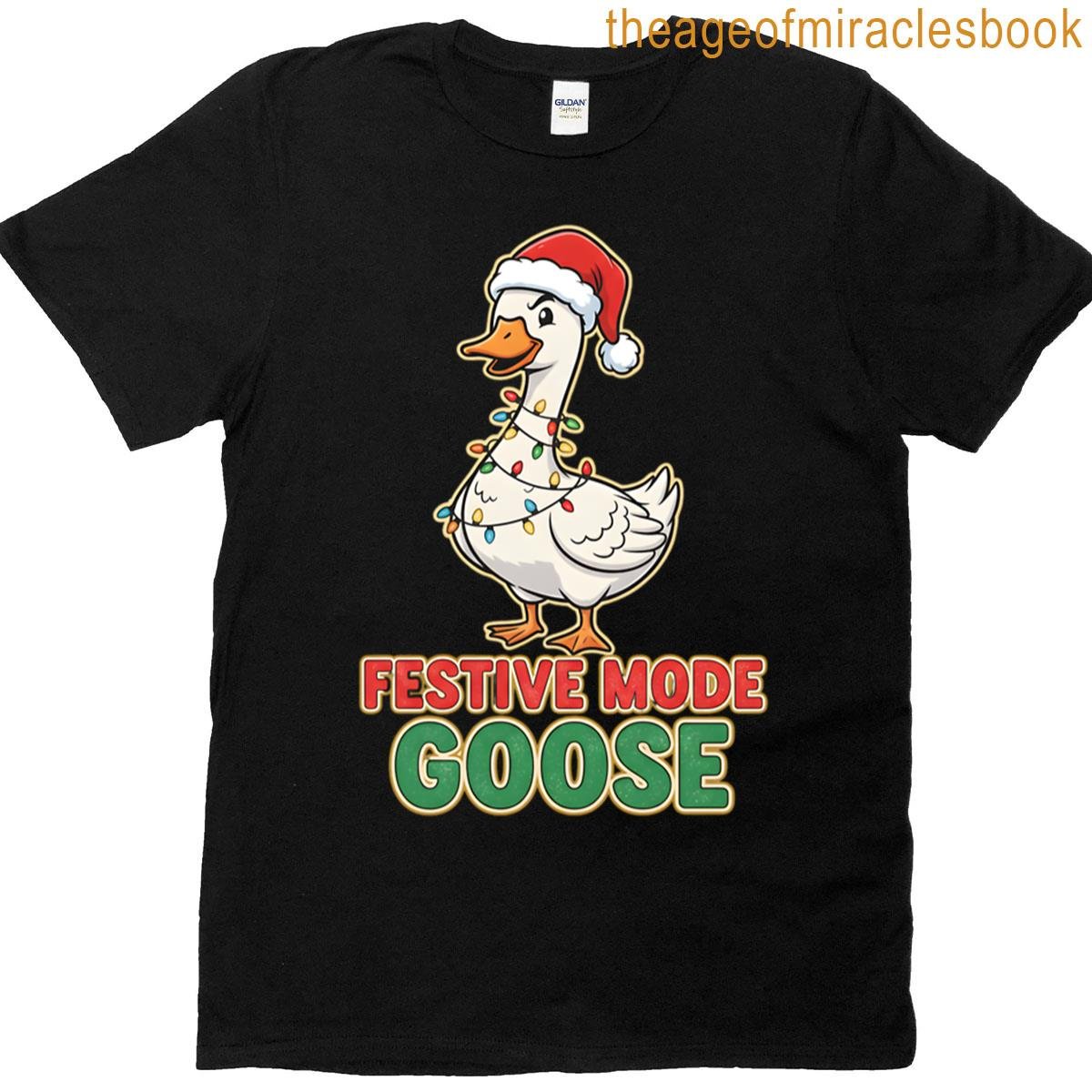 Festive Goose Mode Christmas Design T-shirt