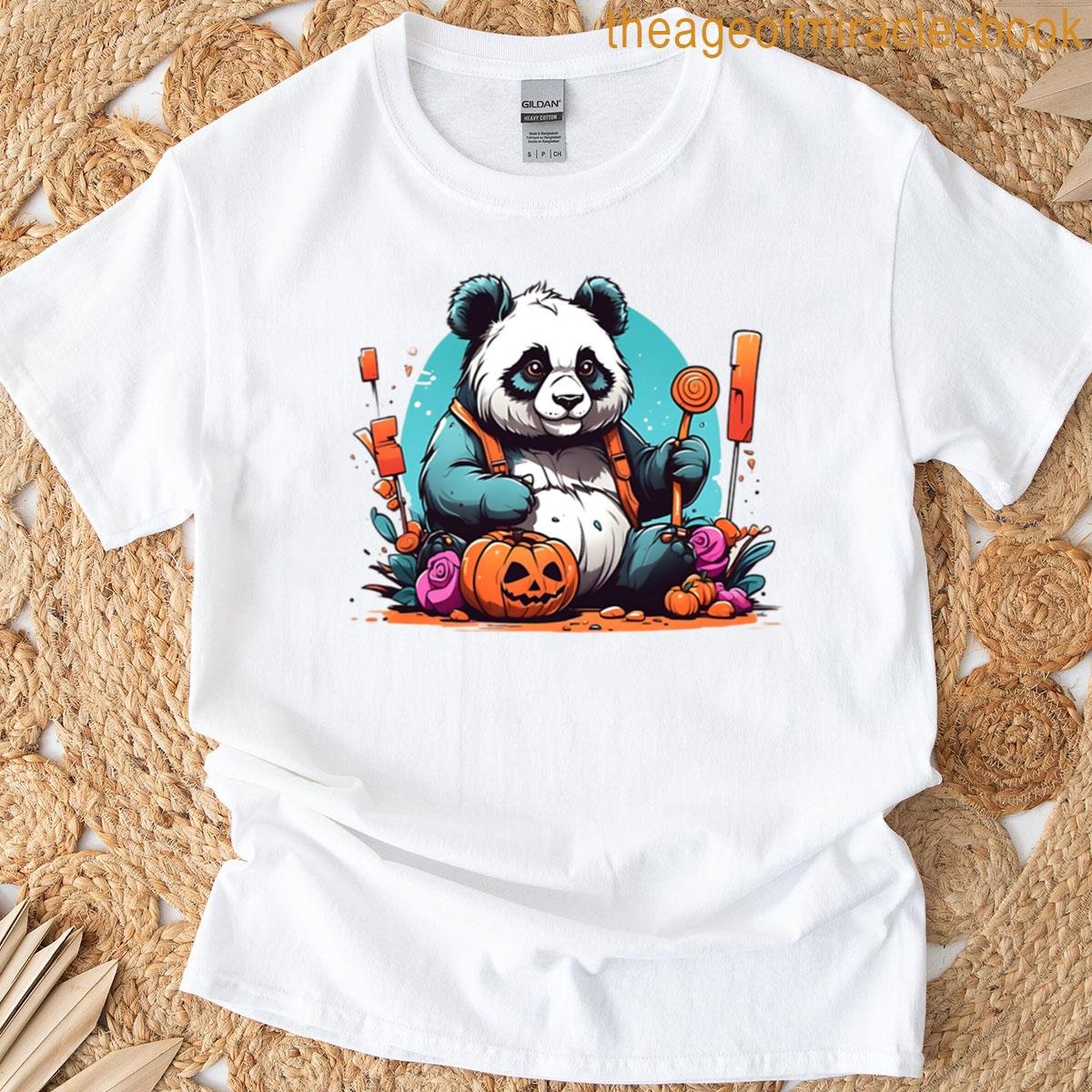 Panda Collecting Candy For Halloween T-shirt