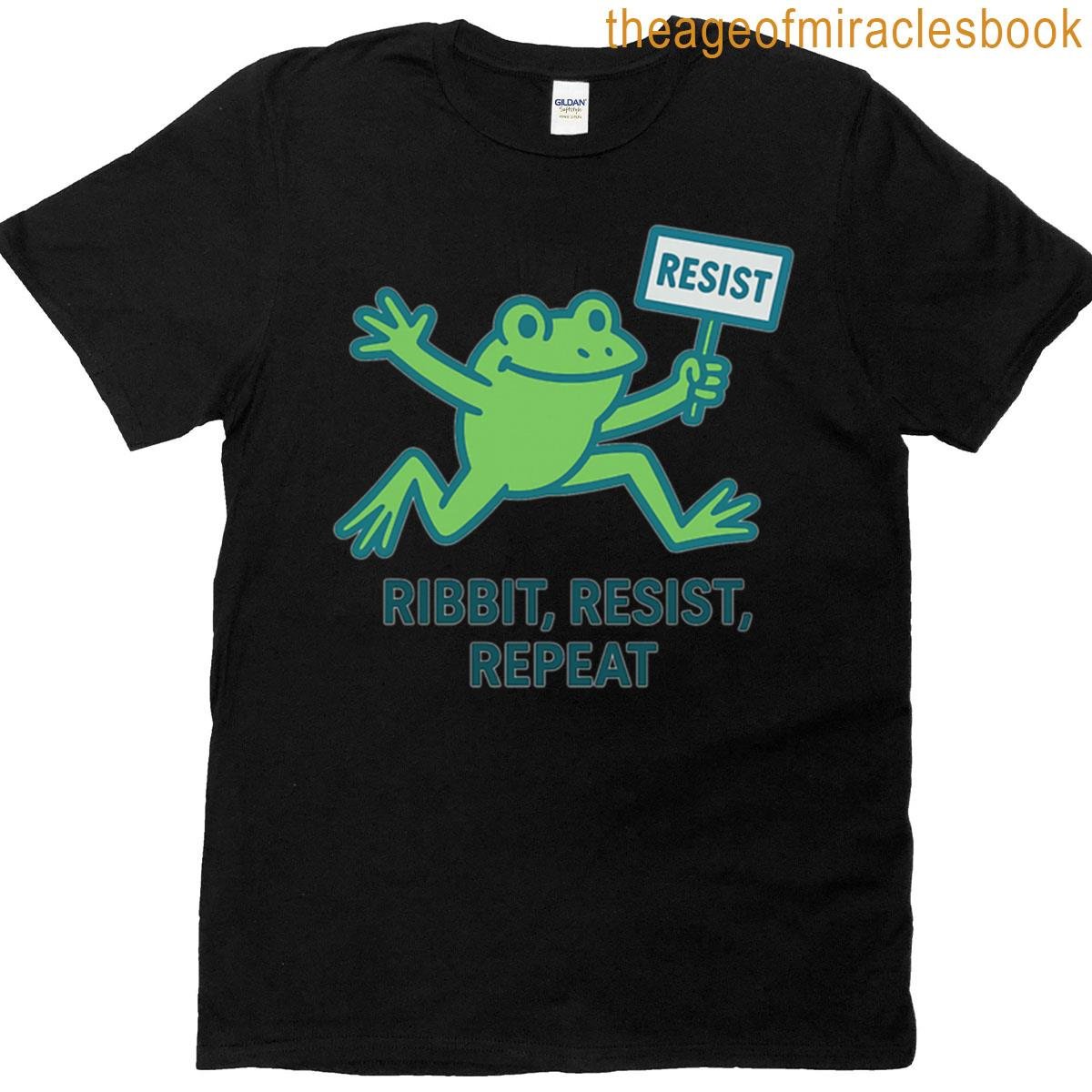 Ribbit Resist Repeat – Minimalist Frog Protest Design T-shirt