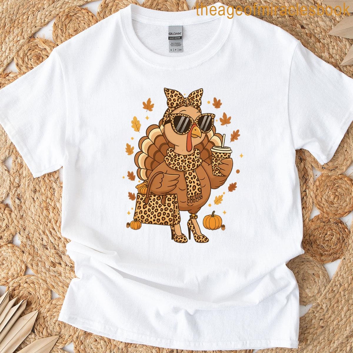 Boujee Turkey Leopard Thanksgiving T-shirt