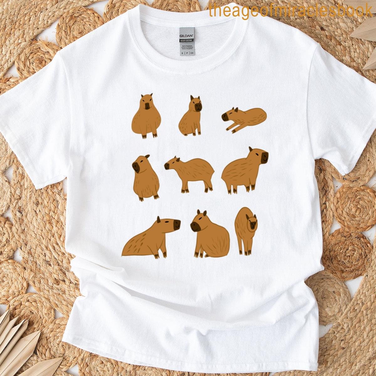 Cute Capybara Poses Collection Illustrations Oversized T-shirt