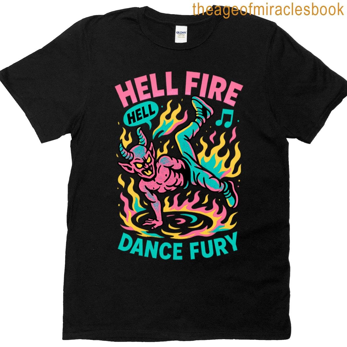 Hell Fire Dance Fury Retro Dancing Devil Illustration T-shirt