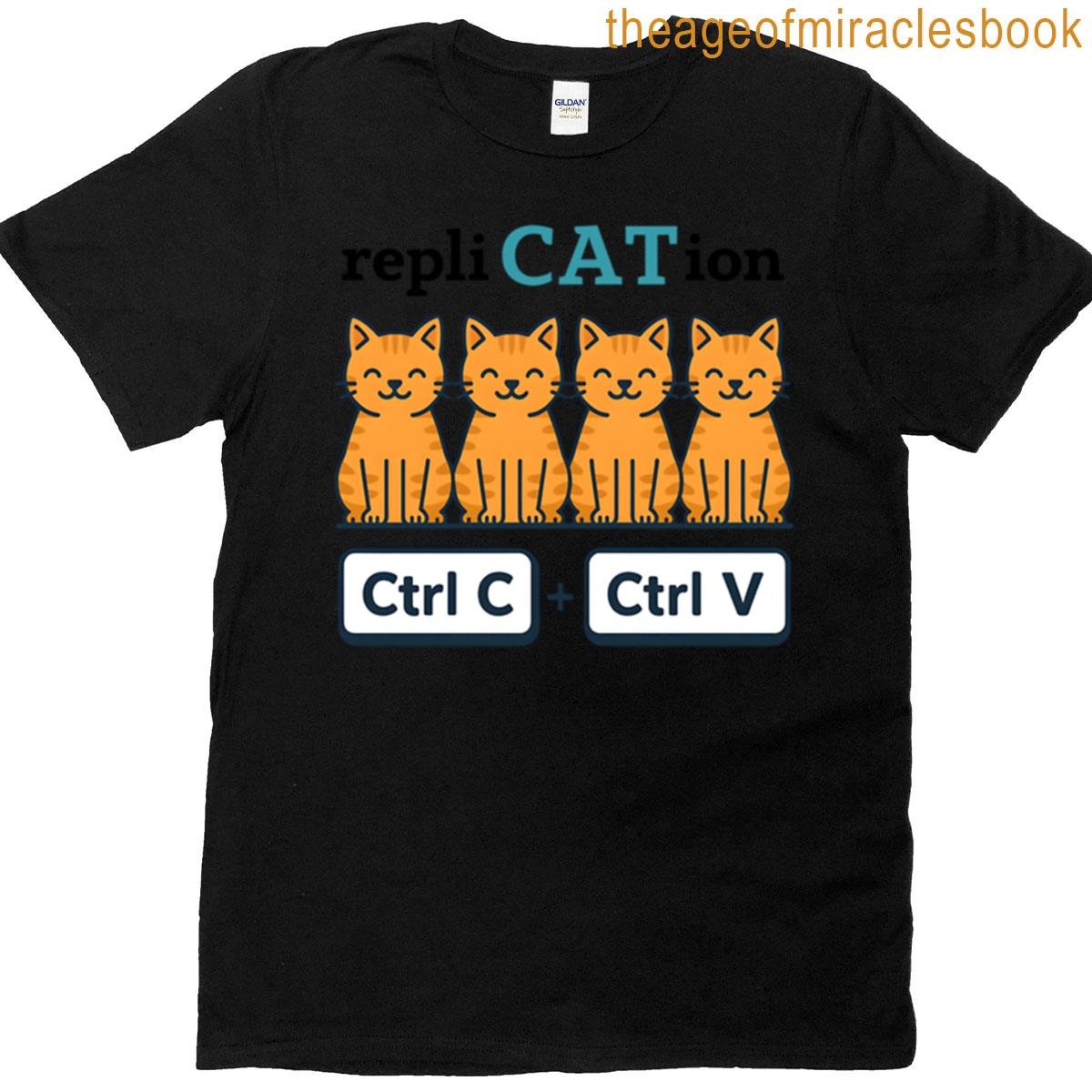 Replication Nerdy Science Cat Design T-shirt