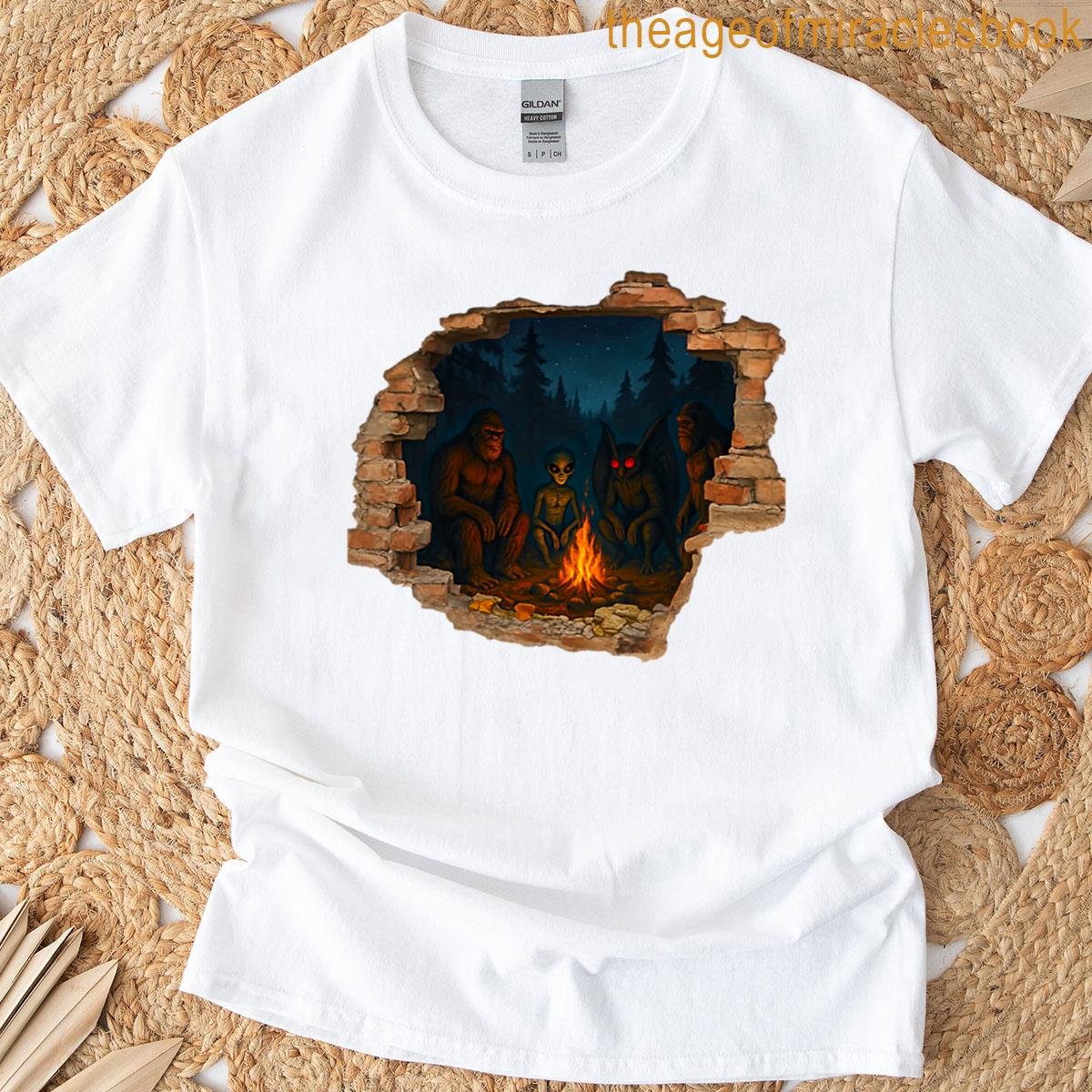 Cryptid Campfire 3d Hole Illusion T-shirt