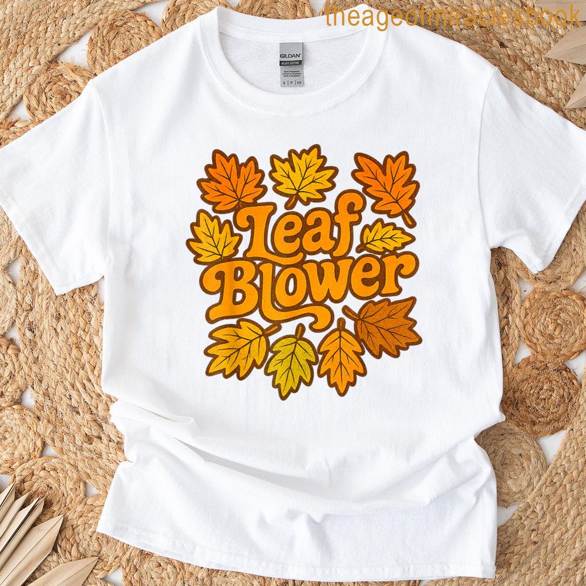 Cute Fun Retro Fall Cleanup Leaf Blower T-shirt