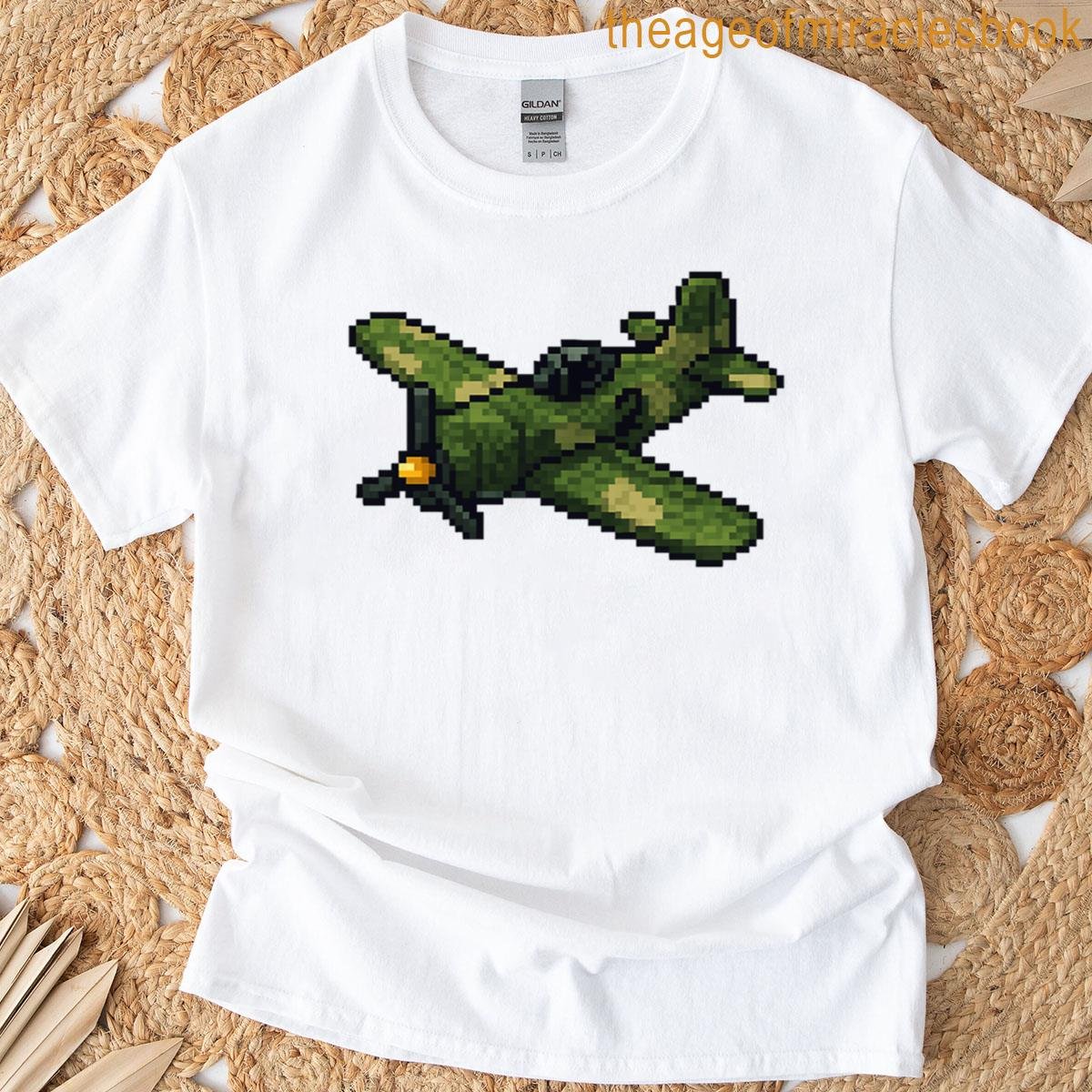 Fighter Plane Retro 8-bit Pixel Art T-shirt