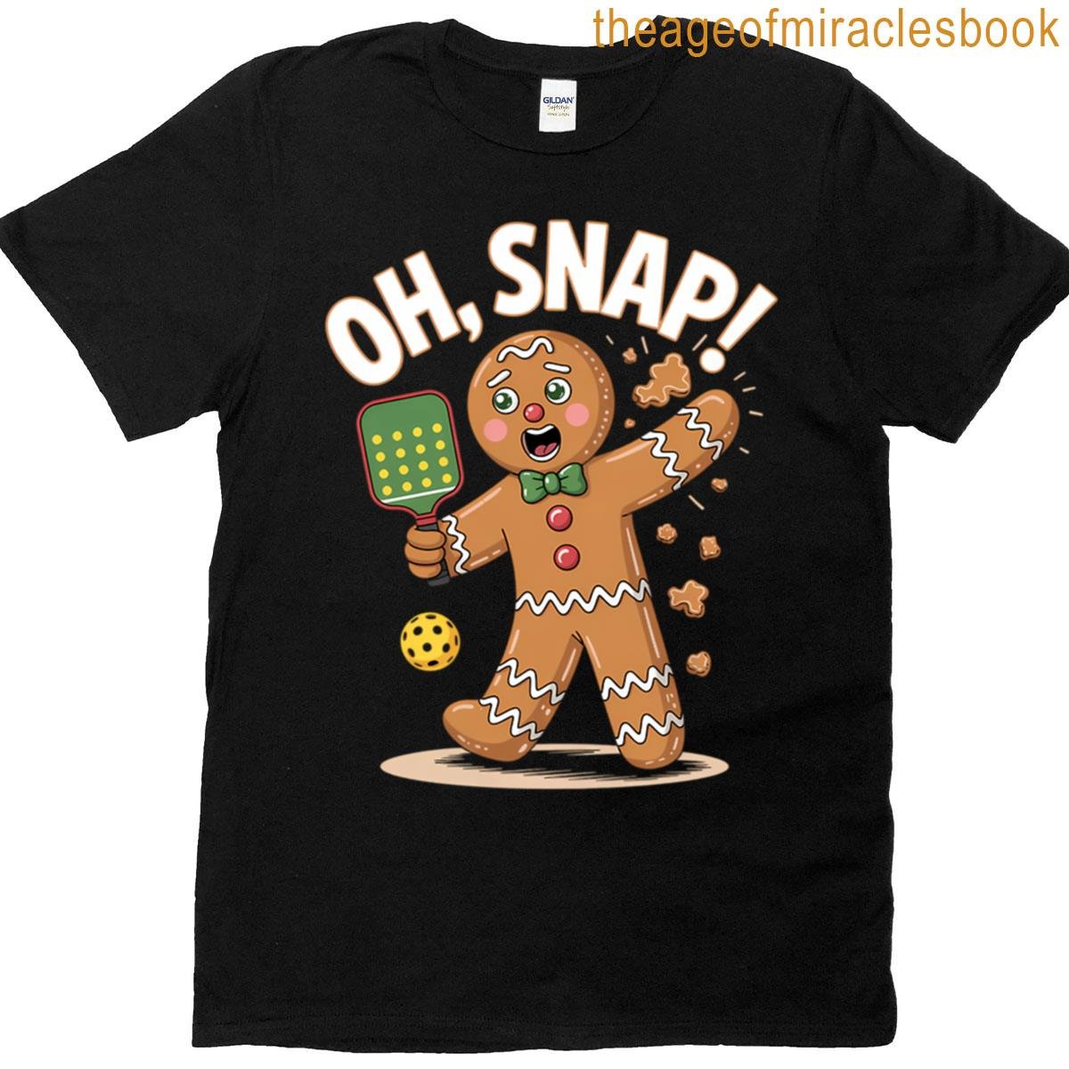 Funny Gingerbread Playing Pickleball Xmas T-shirt