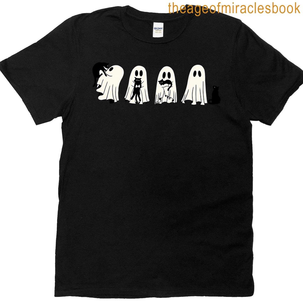 Halloween Black Cat Ghost T-shirt