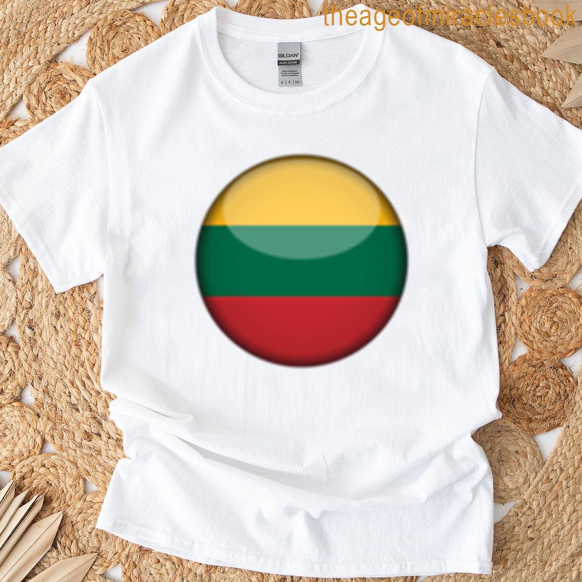 Lithuania Flag Glossy Round Icon T-shirt