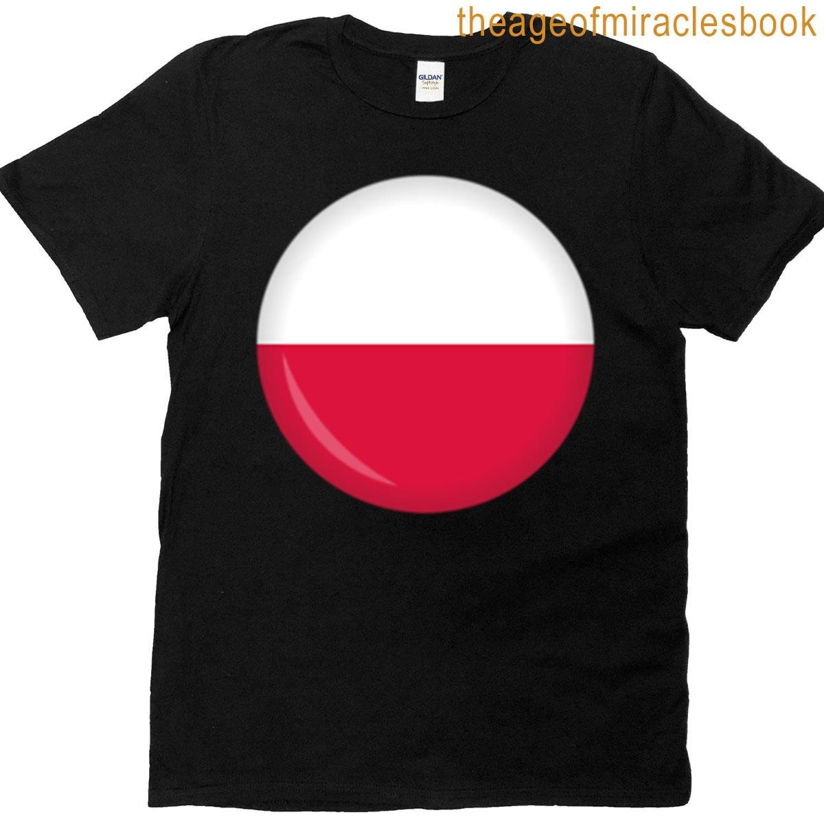 Poland Flag Glossy Round Icon T-shirt