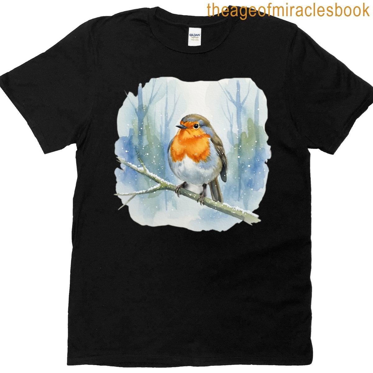 Winter Robin On Snowy Branch T-shirt