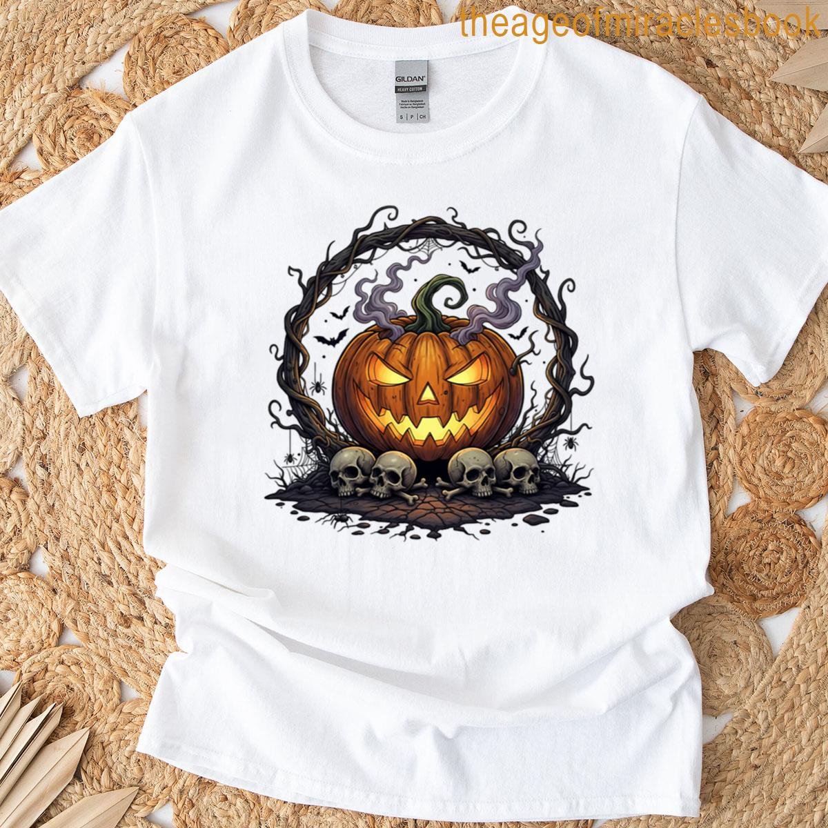 Creepy Halloween Pumpkin Patch Oversized T-shirt