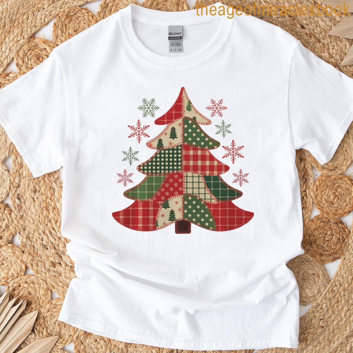Patchwork Christmas Tree Design For Holiday Cheer Premium Tri-blend T-shirt