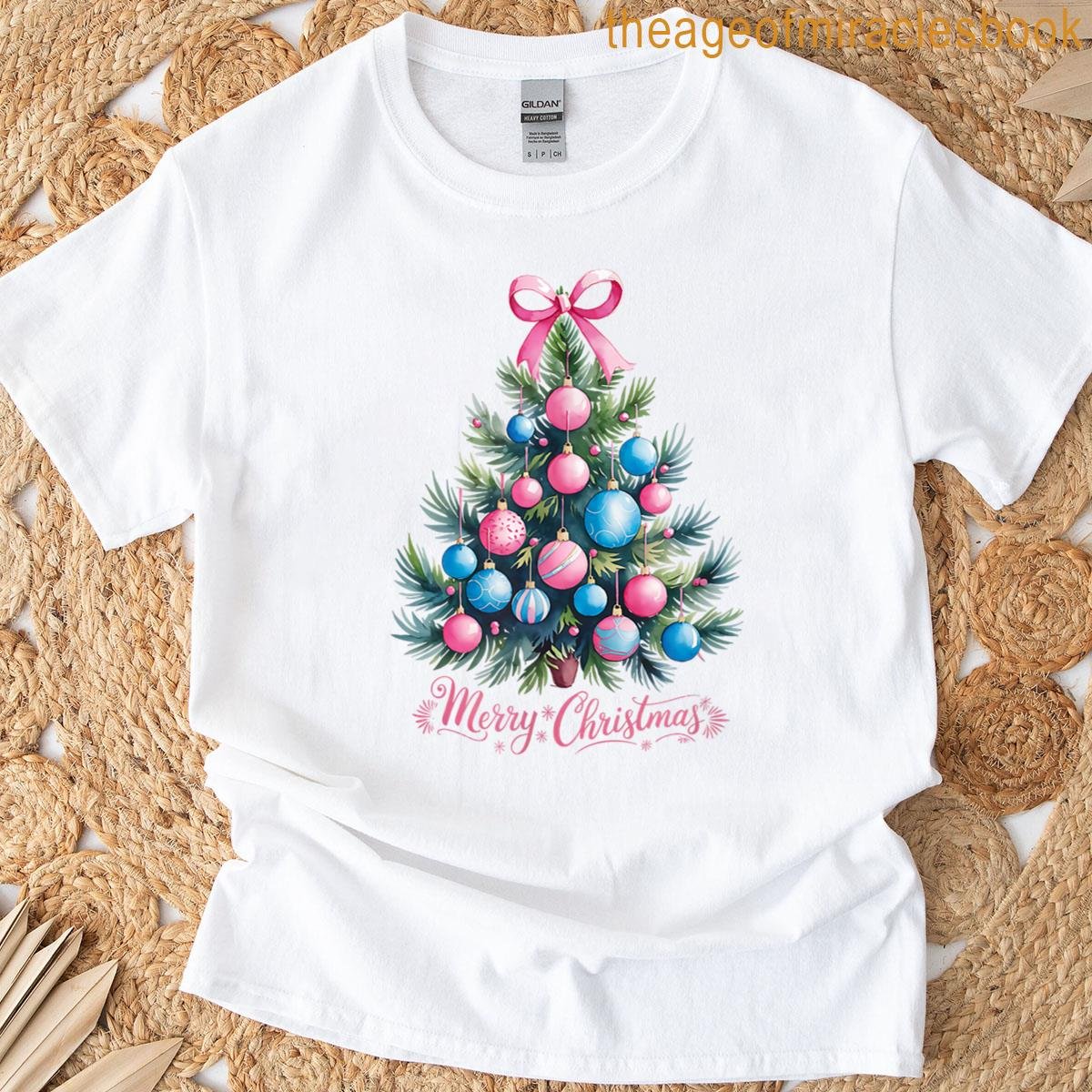 Pink And Blue Christmas Tree T-shirt