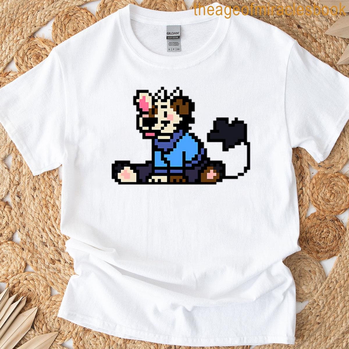 She Sit Funny Pixel Dog Character T-shirt
