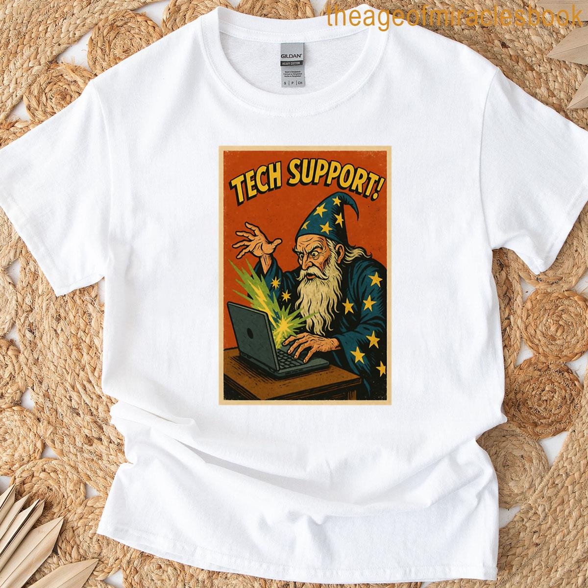 Tech Support Wizard Retro Magic Computer Poster T-shirt