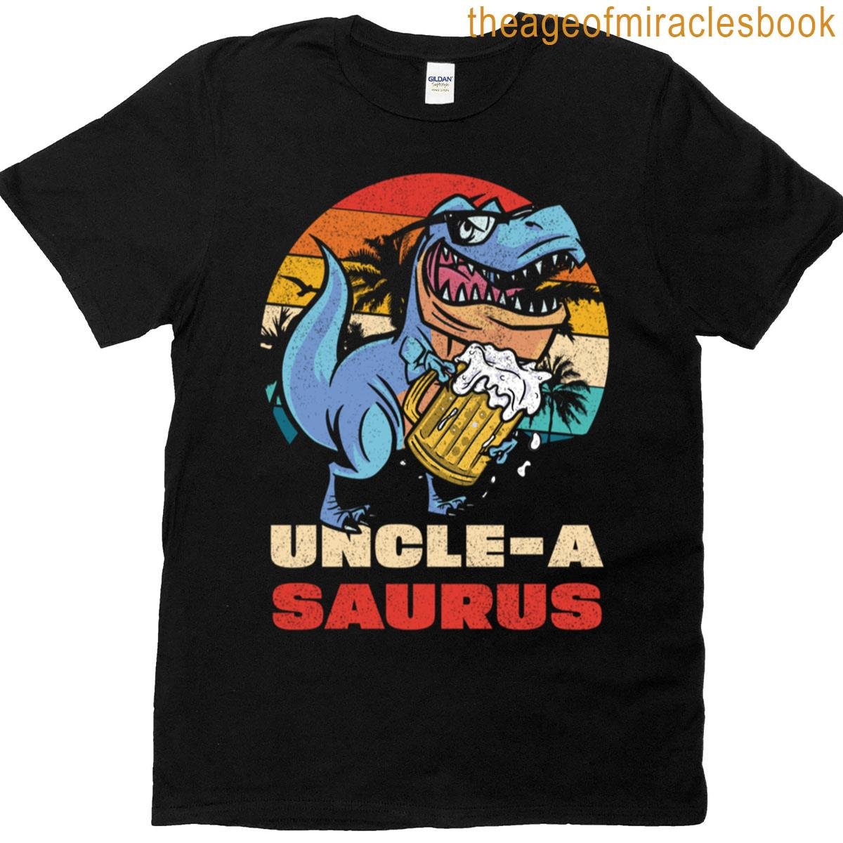 Uncle-a Saurus Beer Mug Laugh Sunset Theme Oversized T-shirt