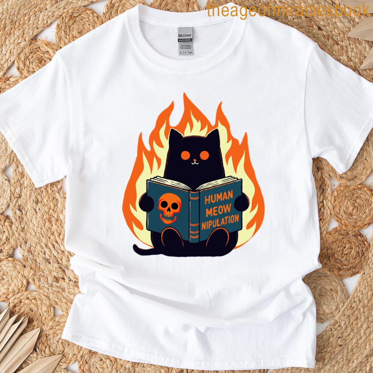 Black Cat Human Meownipulation T-shirt