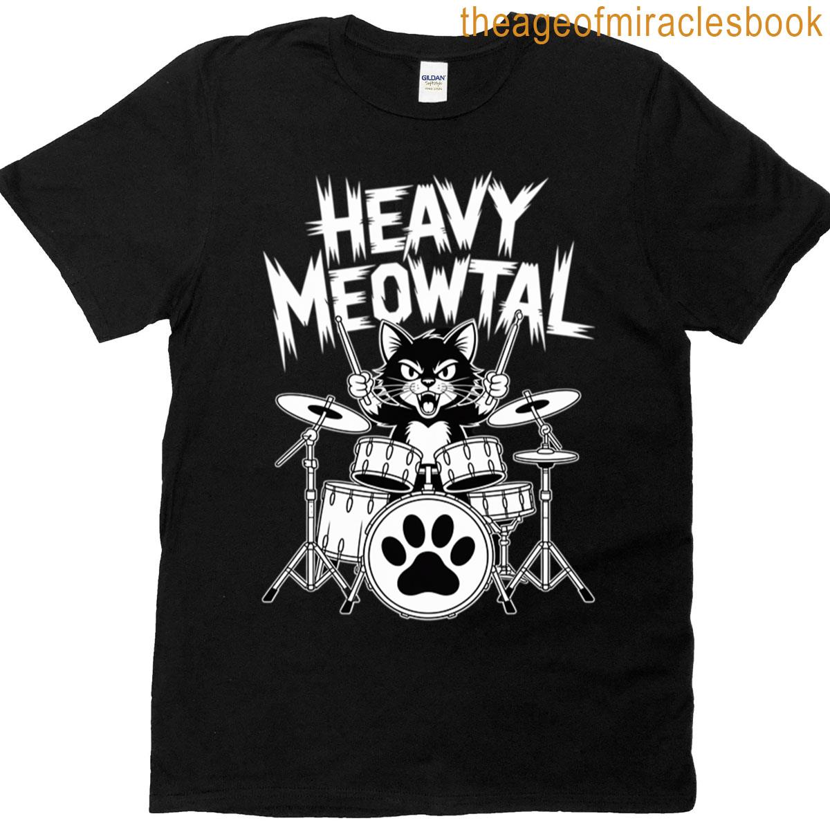 Drummer Cat Playing Drum Meowtal T-shirt