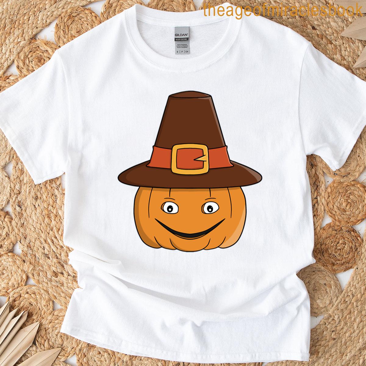 Pilgrim Pumpkin Grin Thanksgiving T-shirt