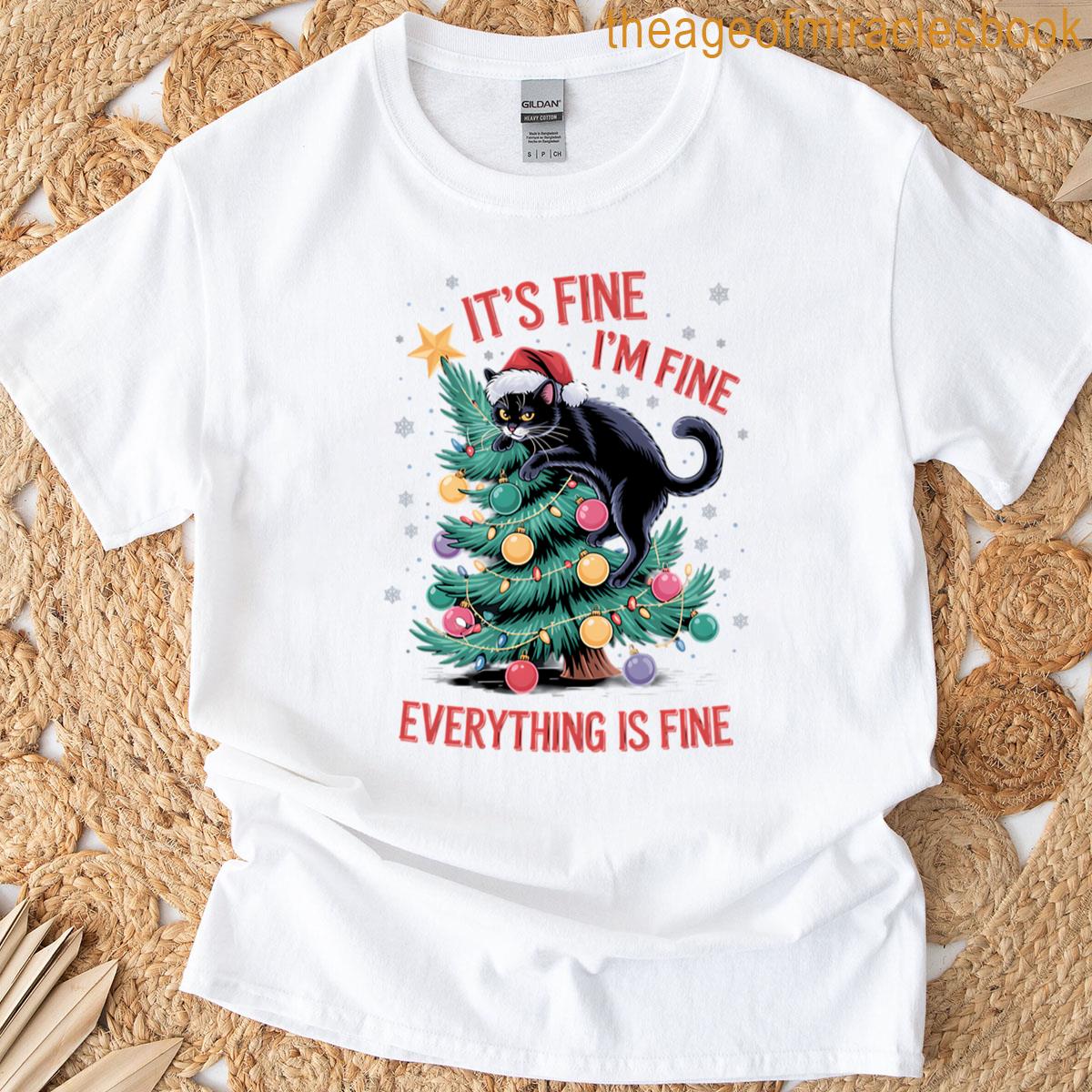 Cat Xmas Funny Christmas Tree T-shirt