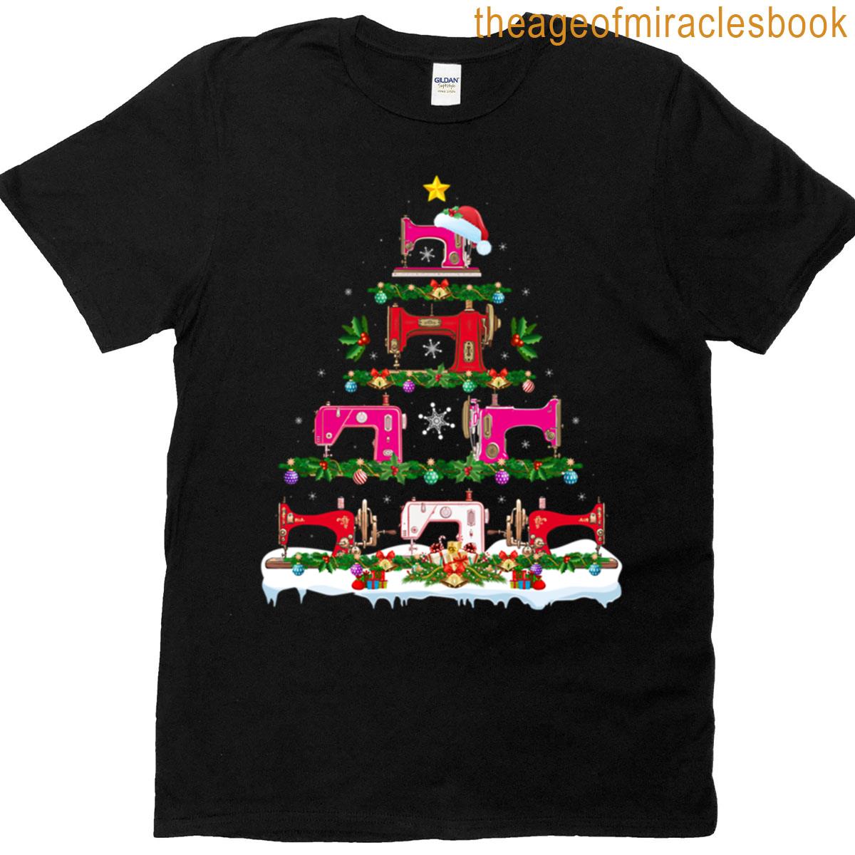 Funny Xmas Lighting Sewing Machine Christmas Tree T-shirt