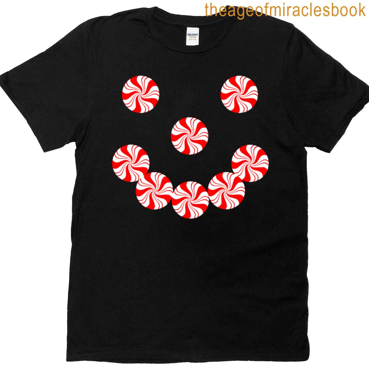 Peppermint Christmas Candy Smile Face Oversized T-shirt