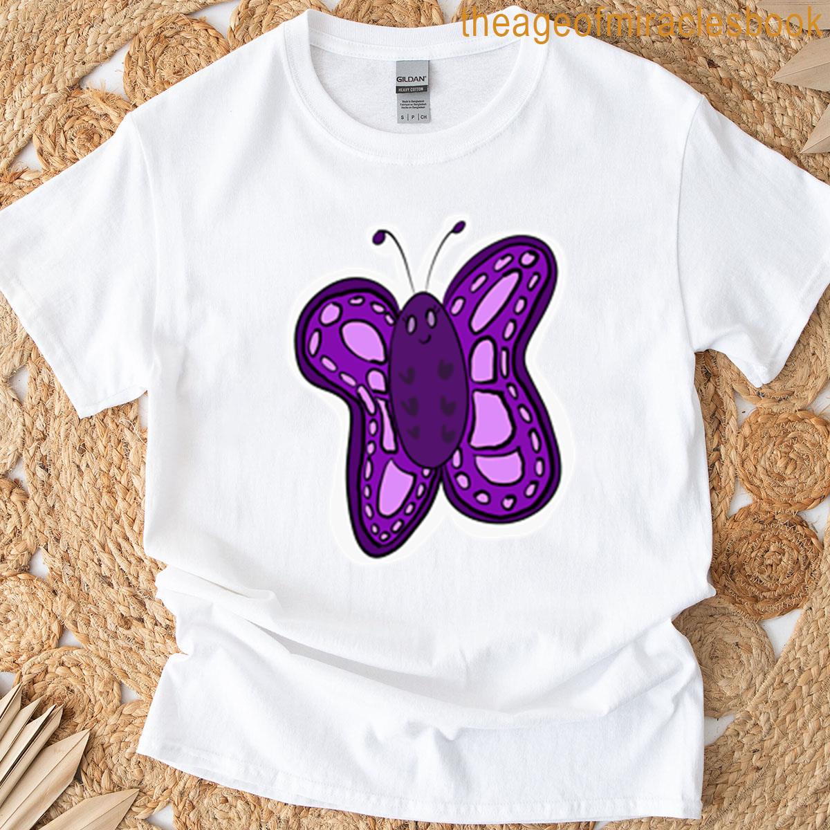 Small Purple Butterfly Cartoon T-shirt