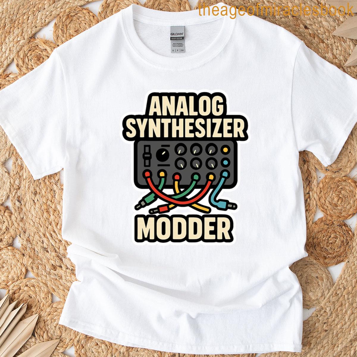 Analog Synthesizer Modder Retro Patch Cable Tech Sticker T-shirt