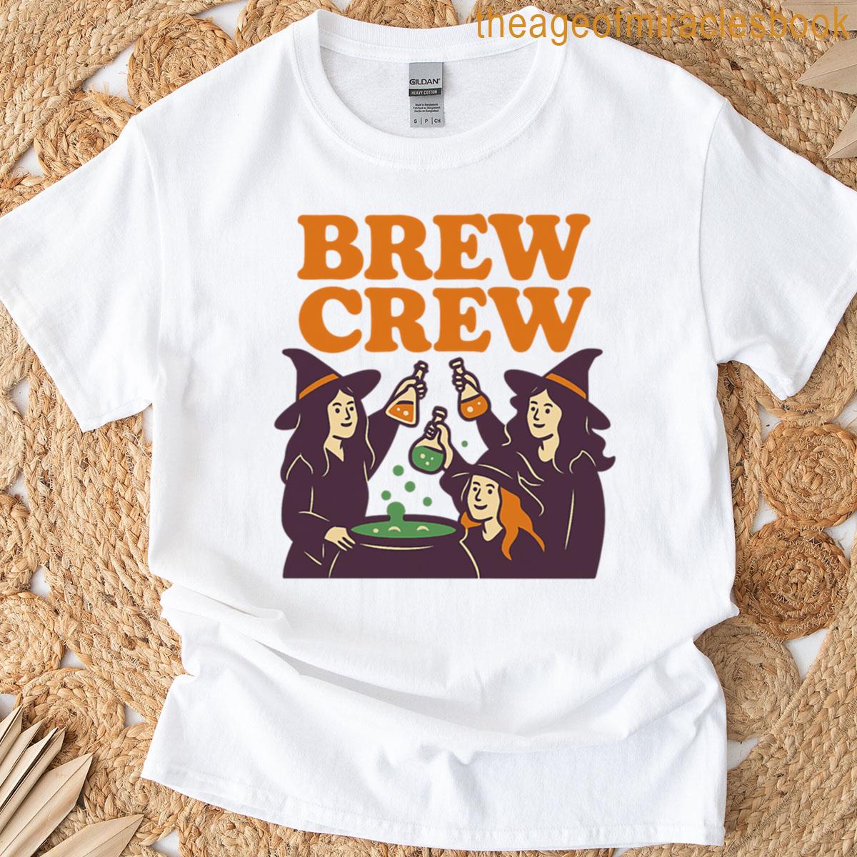 Brew Crew Funny Halloween Witch Cauldron Design T-shirt