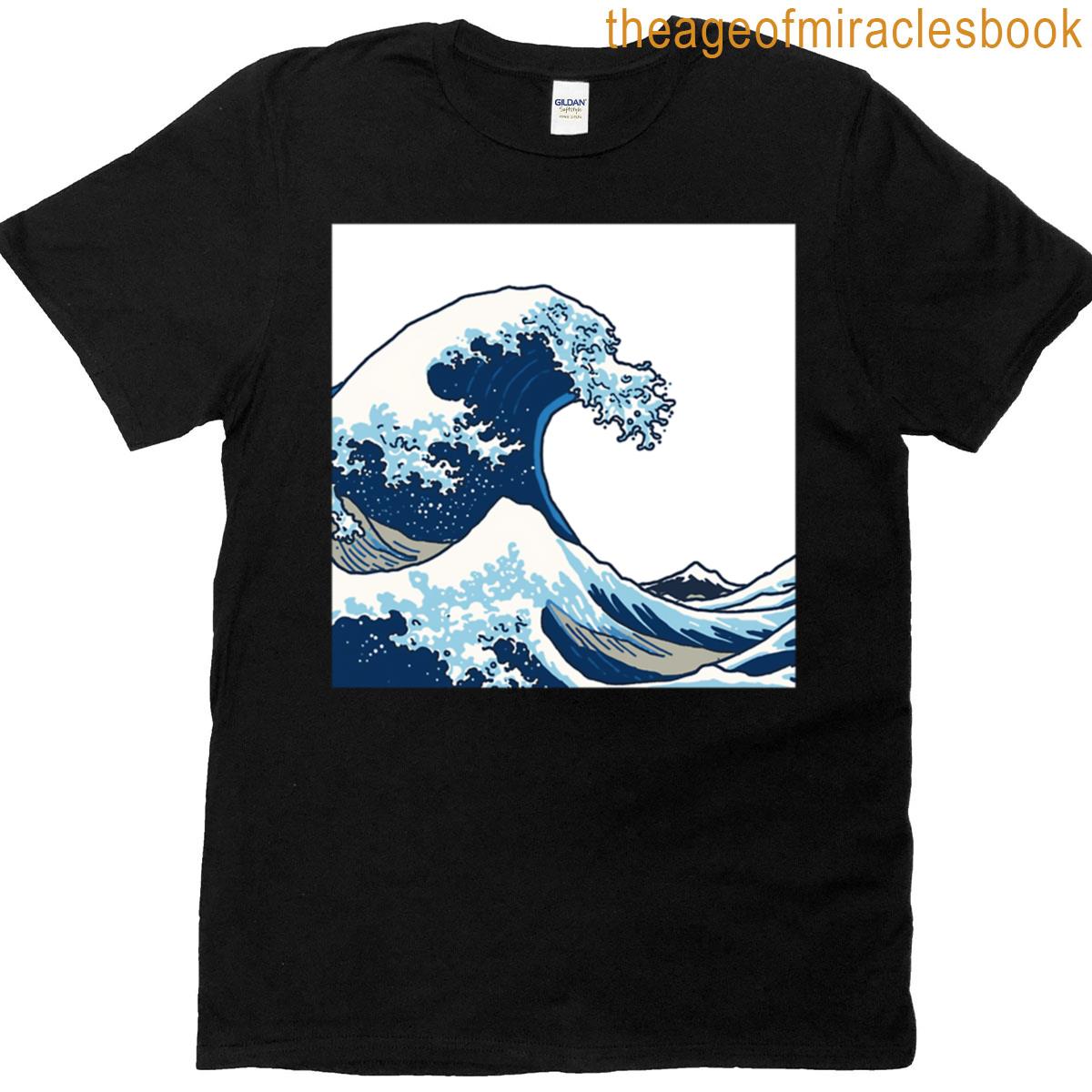 Dynamic Blue Ocean Wave Art T-shirt