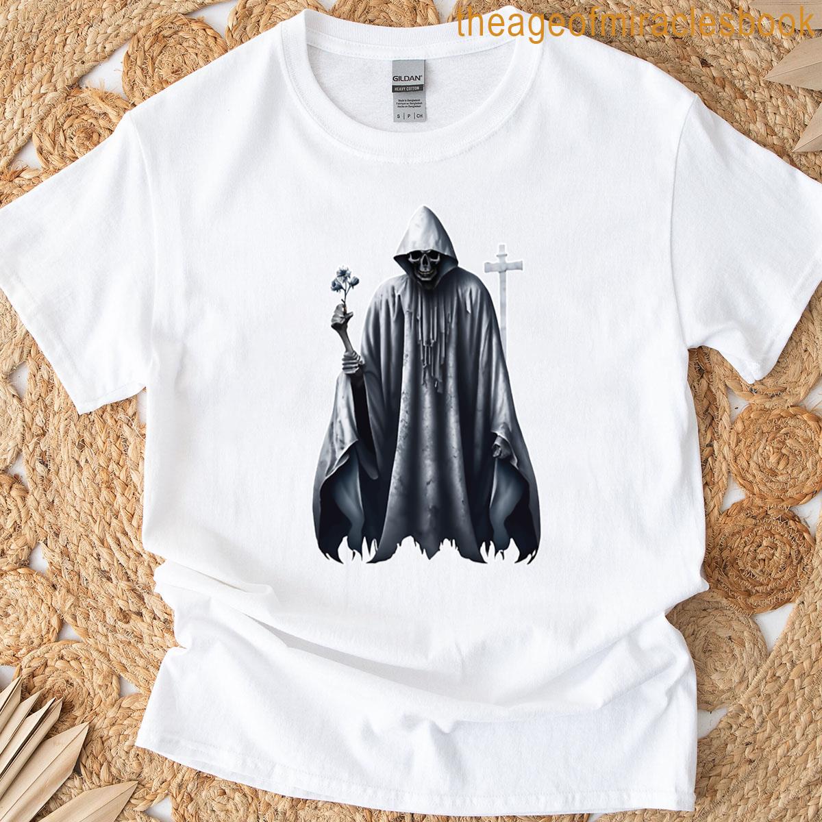 Grim Reaper Holding Dead Flowers T-shirt