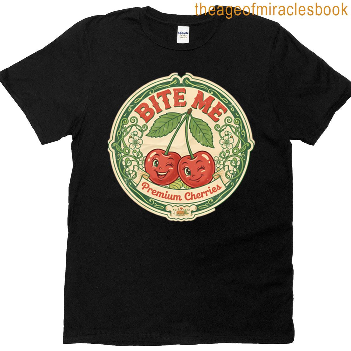 Premium Cherries Vintage Fruit Label T-shirt
