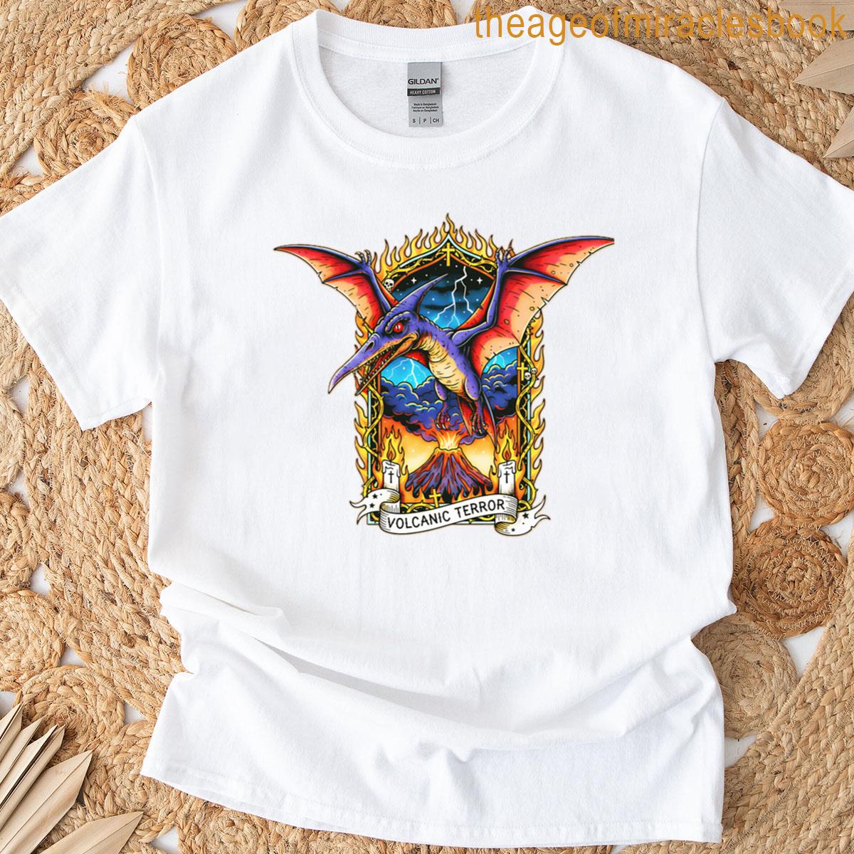Volcanic Terror – Dark Retro Pterodactyl Predator Dinosaur Oversized T-shirt