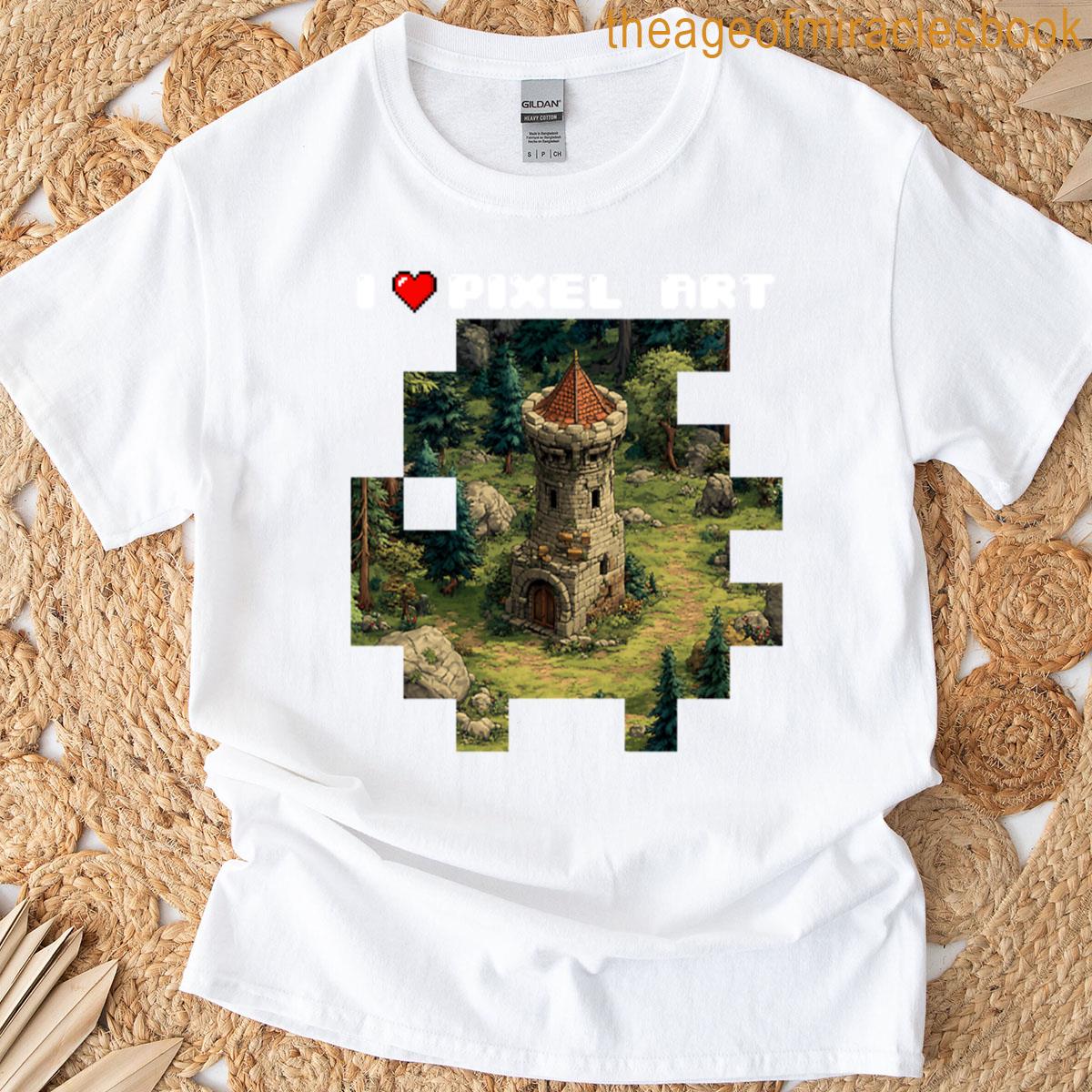 I Love Pixel Art Tower T-shirt