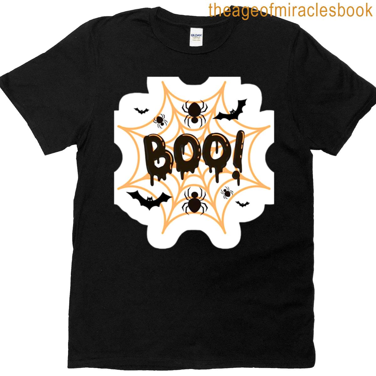 Boo Halloween Spider Web Design T-shirt