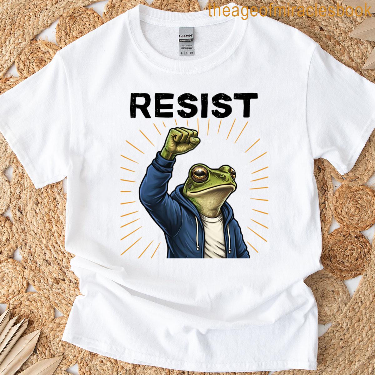 Resistance Frog In Blue Protest Design T-shirt
